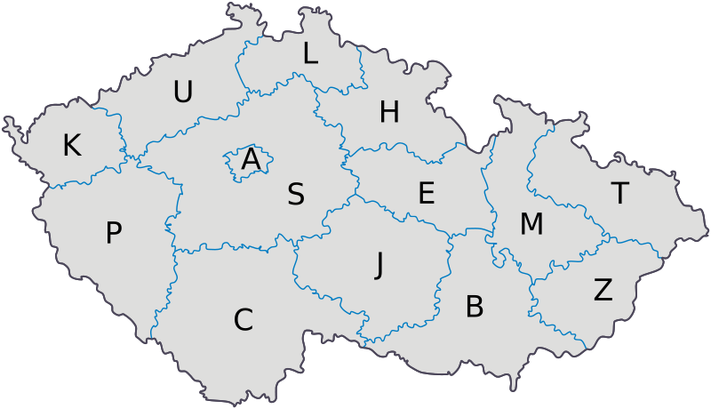 Harta administrativa Cehia impartita pe regiuni